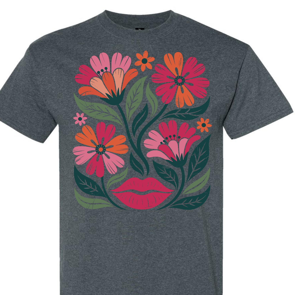 Women's Floral Graphic Tee Colorful Flower Design T-Shirt