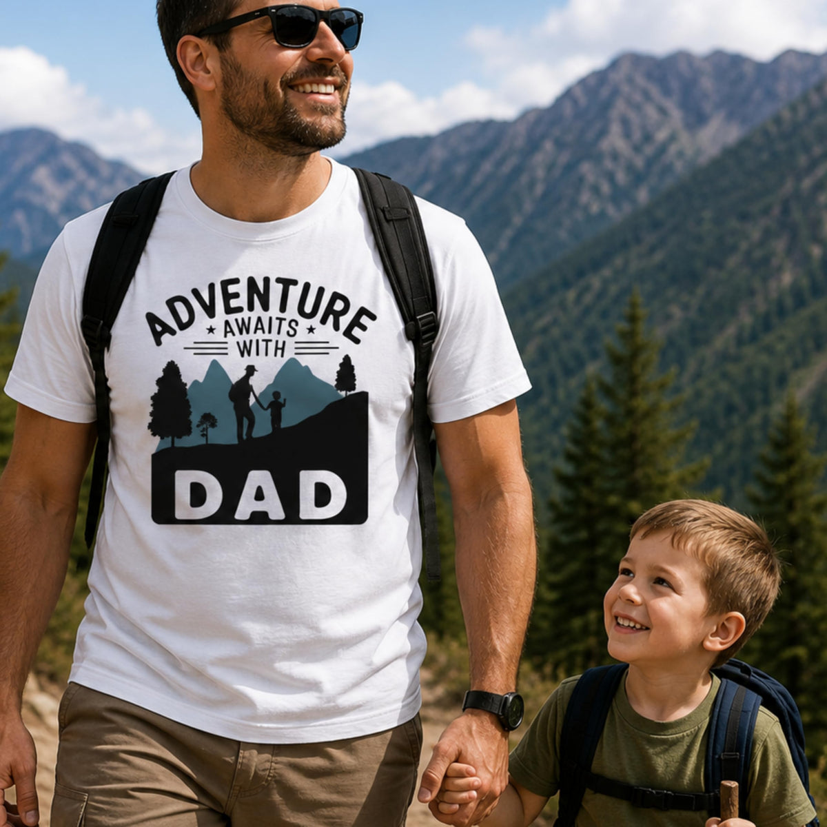 World and Space Adventure Awaits with Dad Shirt, Fathers Day Hiking Camping T-Shirt
