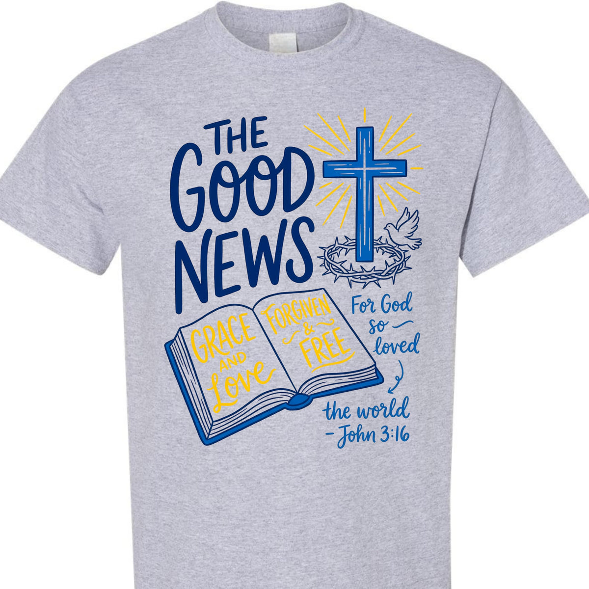 Christian Shirt for Women and Men, John 3:16 Graphic Tee, Faith Based Jesus Cross Bible Verse, Religious Gift for Mom, Dad