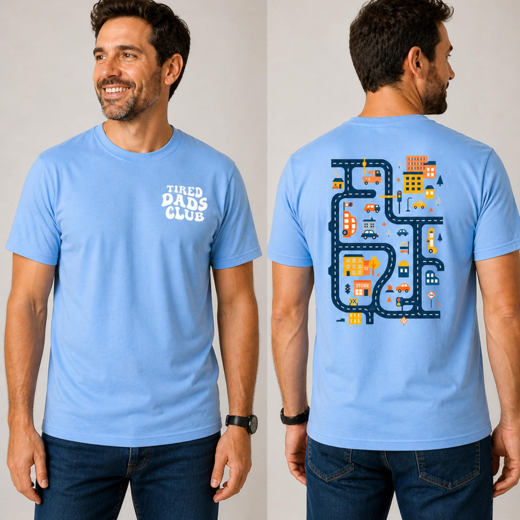 Tired Dads Club Shirt, Play Cars On Dad's Back Mat Road Car Race Track Shirt, Gift for Father