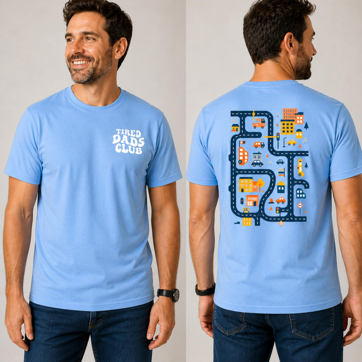Tired Dads Club Shirt, Play Cars On Dad's Back Mat Road Car Race Track Shirt, Gift for Father
