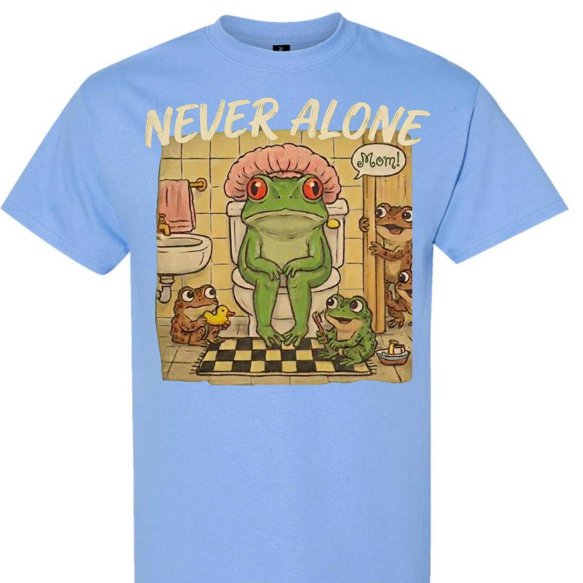 Never Alone Frog Mom Funny Graphic T-Shirt for Women