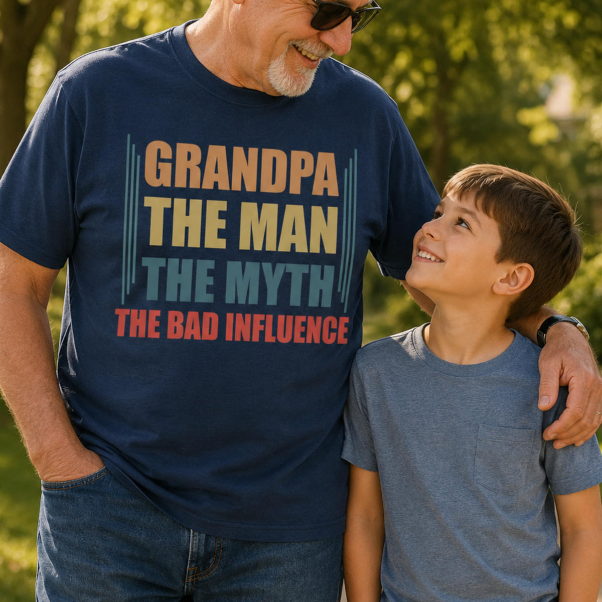 Funny Grandpa Shirt, The Man The Myth The Bad Influence, Graphic T-Shirt