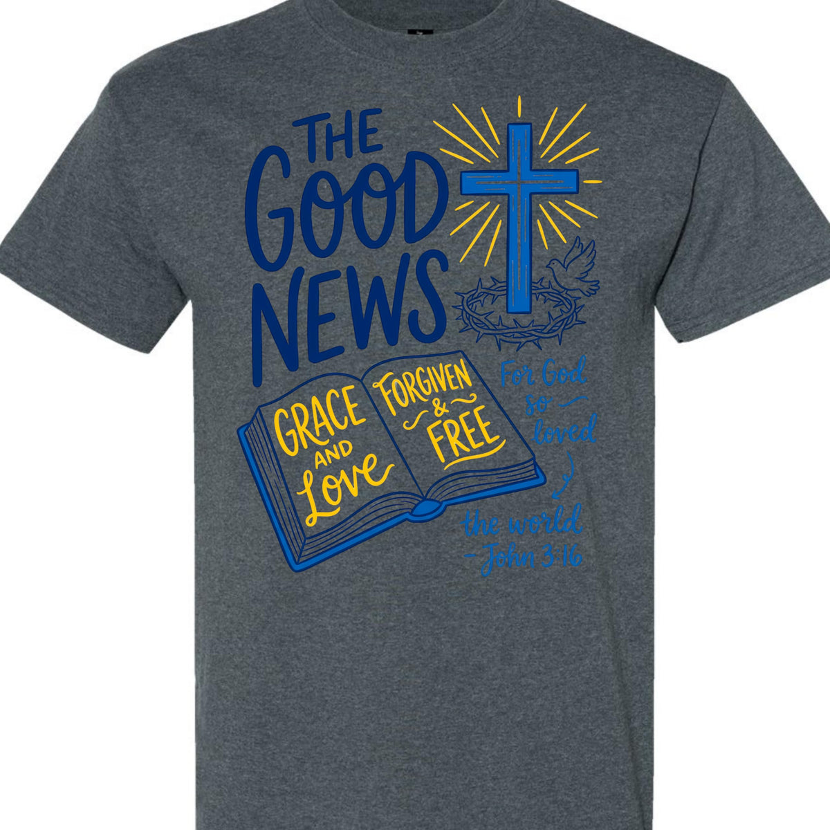 Christian Shirt for Women and Men, John 3:16 Graphic Tee, Faith Based Jesus Cross Bible Verse, Religious Gift for Mom, Dad