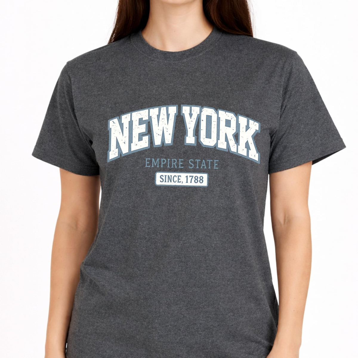 New York Empire State 1788 Women's Graphic Tee, Premium Soft Cotton, Vintage NYC Street Style, Lightweight Casual Summer Top