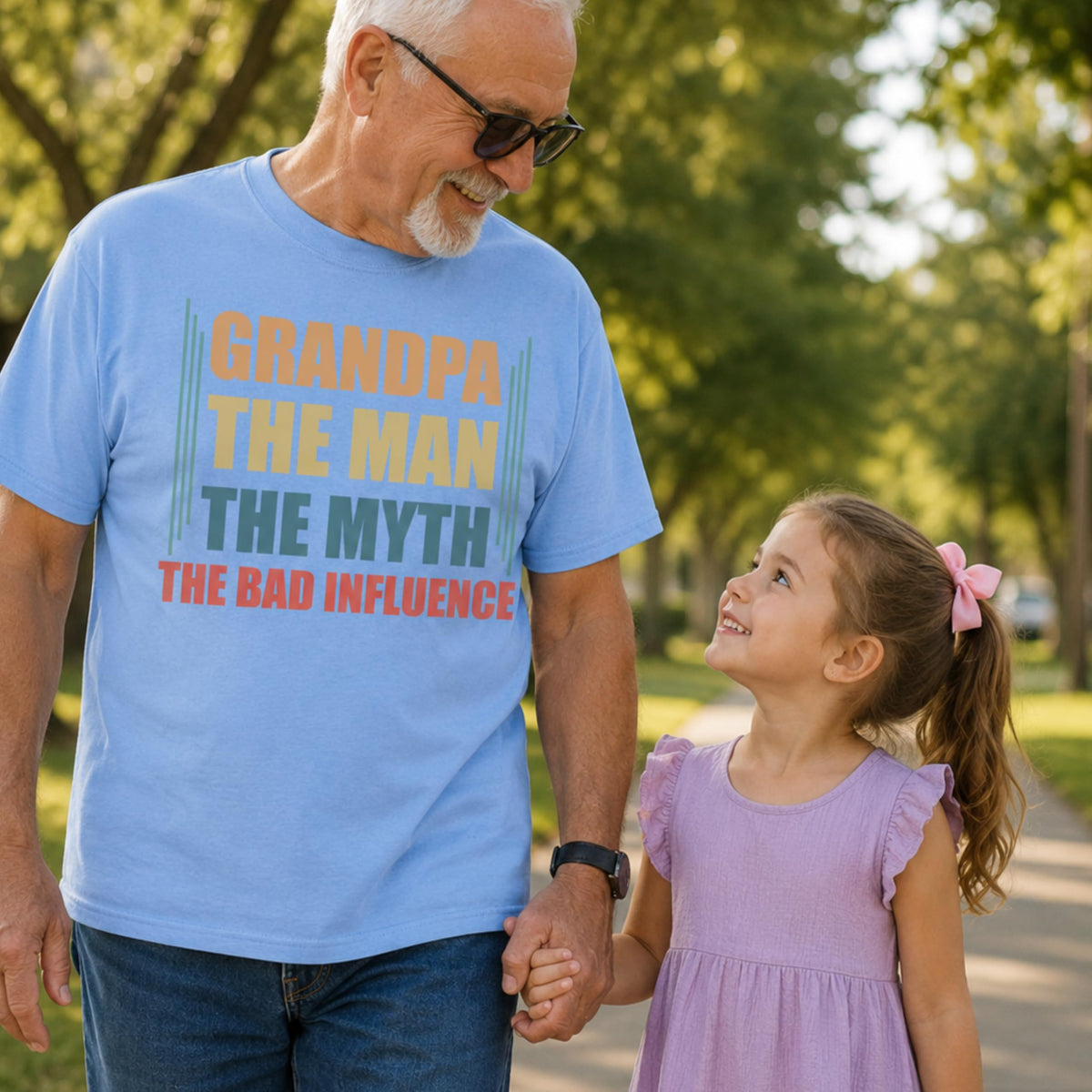 Funny Grandpa Shirt, The Man The Myth The Bad Influence, Graphic T-Shirt
