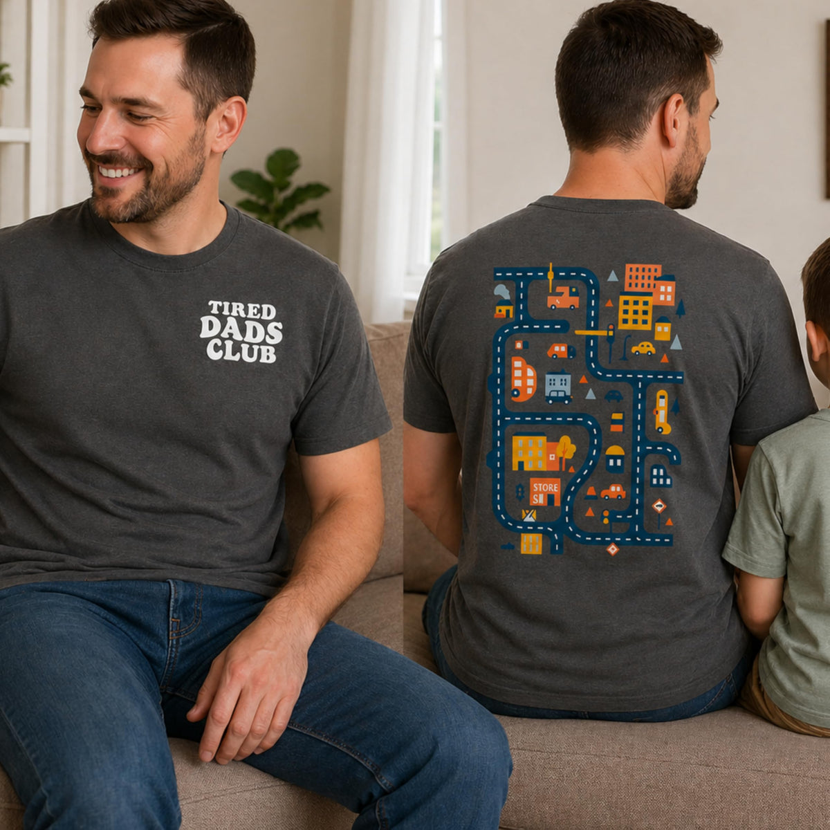 Tired Dads Club Shirt, Play Cars On Dad's Back Mat Road Car Race Track Shirt, Gift for Father