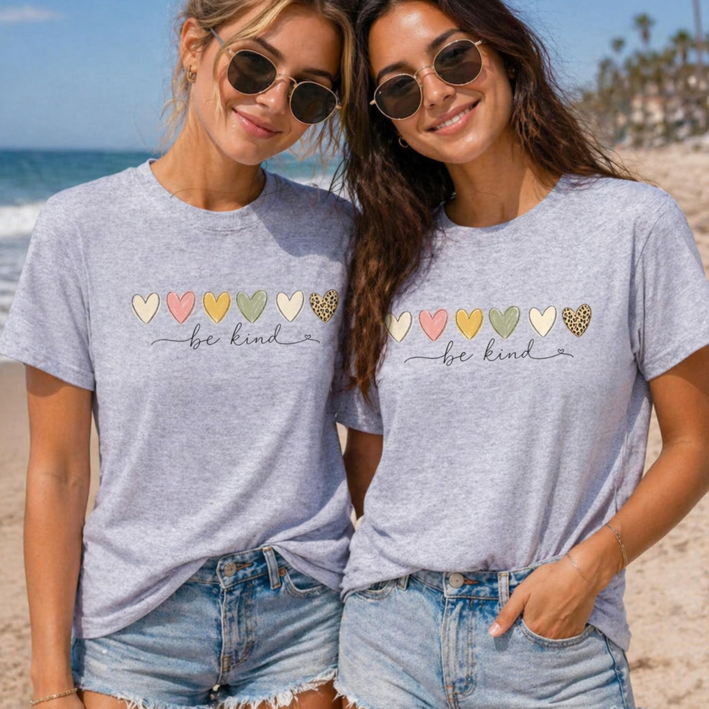 Be Kind Shirt for Women, Cute Heart Graphic Tee, Inspirational Kindness, Aesthetic Vintage Style, Casual for Teens