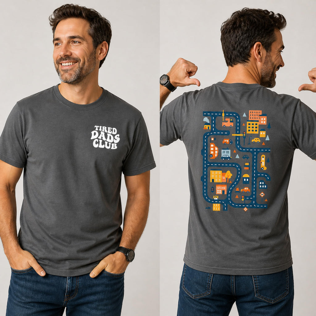 Tired Dads Club Shirt, Play Cars On Dad's Back Mat Road Car Race Track Shirt, Gift for Father