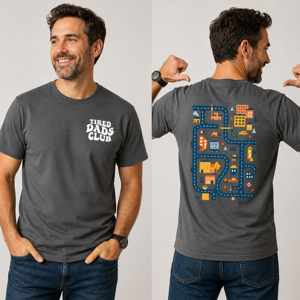 Tired Dads Club Shirt, Play Cars On Dad's Back Mat Road Car Race Track Shirt, Gift for Father
