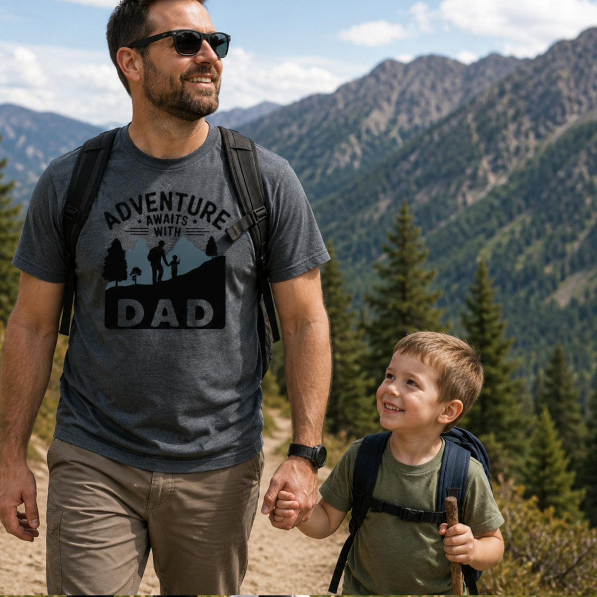 World and Space Adventure Awaits with Dad Shirt, Fathers Day Hiking Camping T-Shirt