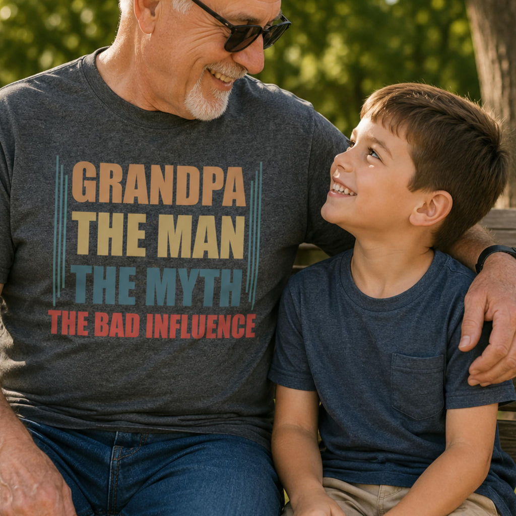 Funny Grandpa Shirt, The Man The Myth The Bad Influence, Graphic T-Shirt