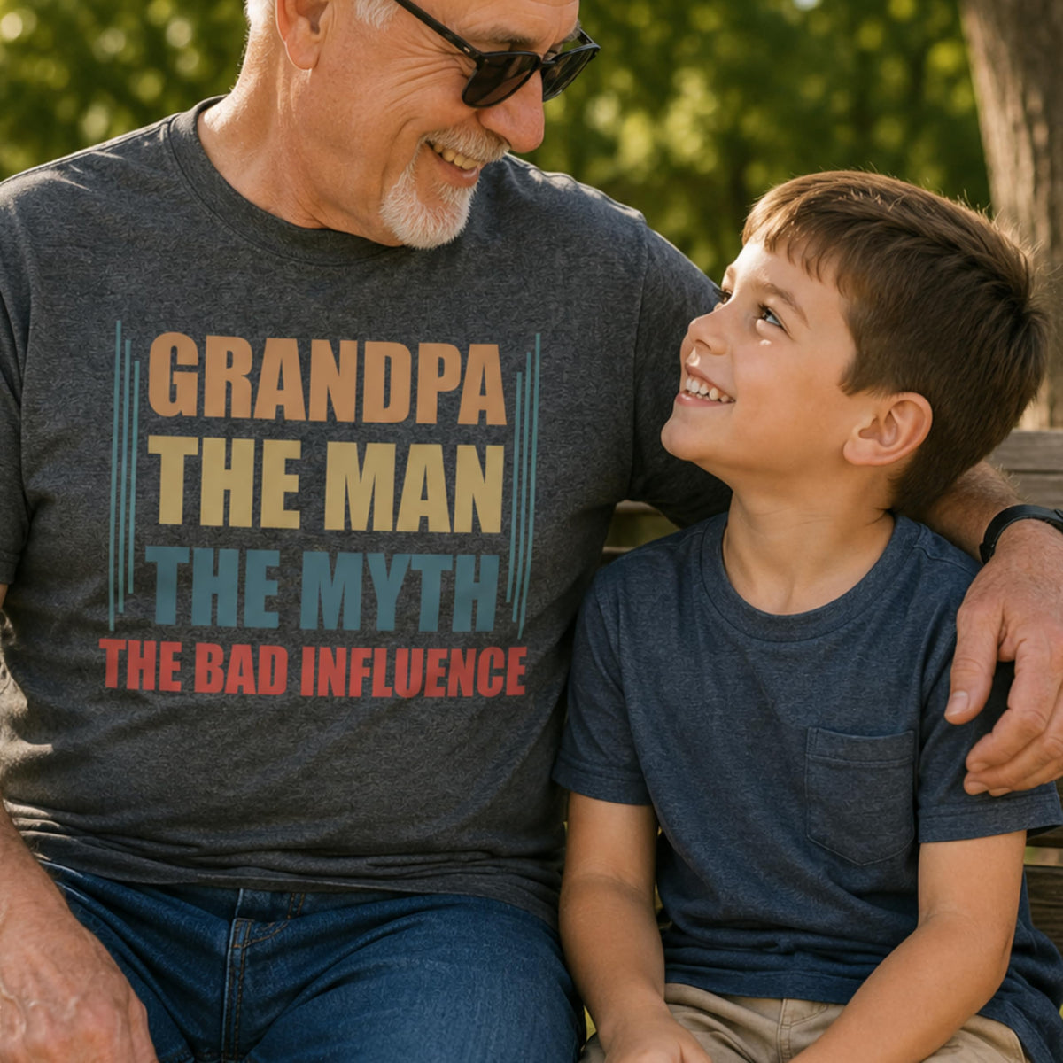Funny Grandpa Shirt, The Man The Myth The Bad Influence, Graphic T-Shirt